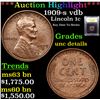 Image 1 : ***Auction Highlight*** 1909-s vdb Lincoln Cent 1c Graded Unc Details By USCG (fc)