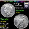 Image 1 : ***Auction Highlight*** 1928-p Peace Dollar $1 Graded Select Unc By USCG (fc)