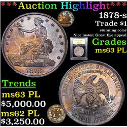 ***Auction Highlight*** 1878-s Trade Dollar $1 Graded Select Unc PL By USCG (fc)