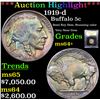 Image 1 : ***Auction Highlight*** 1919-d Buffalo Nickel 5c Graded Choice+ Unc By USCG (fc)