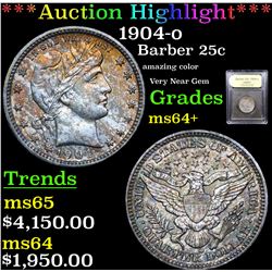 ***Auction Highlight*** 1904-o Barber Quarter 25c Graded Choice+ Unc By USCG (fc)