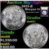 Image 1 : ***Auction Highlight*** 1921-d Morgan Dollar $1 Graded GEM+ Unc By USCG (fc)