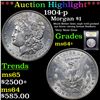 Image 1 : ***Auction Highlight*** 1904-p Morgan Dollar $1 Graded Choice+ Unc By USCG (fc)