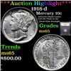 Image 1 : ***Auction Highlight*** 1918-d Mercury Dime 10c Graded GEM Unc By USCG (fc)
