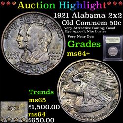 ***Auction Highlight*** 1921 Alabama 2x2 Old Commem Half Dollar 50c Graded Choice+ Unc By USCG (fc)