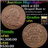Image 1 : ***Auction Highlight*** 1802 S237 R2 Draped Bust Large Cent 1c Graded vf++ By USCG (fc)