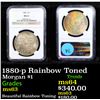 Image 1 : NGC 1880-p Rainbow Toned Morgan Dollar $1 Graded ms63 By NGC