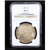 Image 2 : NGC 1880-p Rainbow Toned Morgan Dollar $1 Graded ms63 By NGC