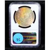 Image 3 : NGC 1880-p Rainbow Toned Morgan Dollar $1 Graded ms63 By NGC