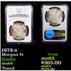 Image 1 : NGC 1878-s Morgan Dollar $1 Graded ms64 By NGC