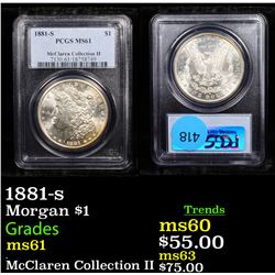 PCGS 1881-s Morgan Dollar $1 Graded ms61 By PCGS