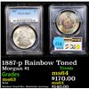 Image 1 : PCGS 1887-p Rainbow Toned Morgan Dollar $1 Graded ms63 By PCGS
