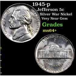 1945-p Jefferson Nickel 5c Grades Choice+ Unc