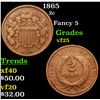 Image 1 : 1865 Two Cent Piece 2c Grades vf+
