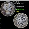 Image 1 : 1914-p Barber Quarter 25c Grades f, fine