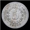 Image 3 : 1867 Rays Shield Nickel 5c Grades vf++