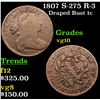 Image 1 : 1807 S-275 R-3 Draped Bust Large Cent 1c Grades vg+
