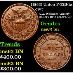 (1863) Union F-35B-1a  Civil War Token 1c Grades Select Unc BN