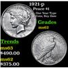 Image 1 : 1921-p Peace Dollar $1 Grades Select Unc