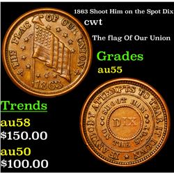 1863 Shoot Him on the Spot Dix Civil War Token 1c Grades Choice AU