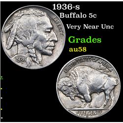 1936-s Buffalo Nickel 5c Grades Choice AU/BU Slider