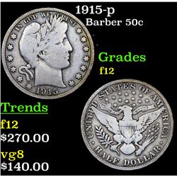 1915-p Barber Half Dollars 50c Grades f, fine