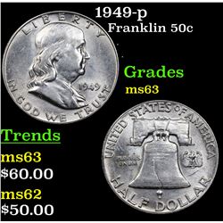 1949-p Franklin Half Dollar 50c Grades Select Unc