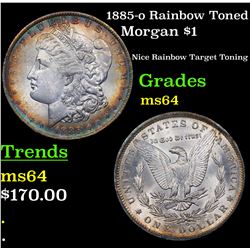 1885-o Rainbow Toned Morgan Dollar $1 Grades Choice Unc