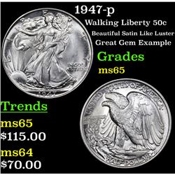 1947-p Walking Liberty Half Dollar 50c Grades GEM Unc