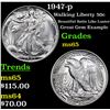 Image 1 : 1947-p Walking Liberty Half Dollar 50c Grades GEM Unc