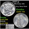 Image 1 : 1937-p Mercury Dime 10c Grades Choice Unc+ FSB