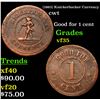 Image 1 : (1863) Knickerbocker Currency Civil War Token 1c Grades vf++