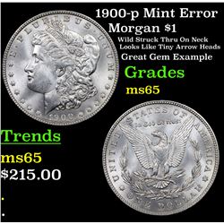 1900-p Mint Error Morgan Dollar $1 Grades GEM Unc