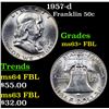 Image 1 : 1957-d Franklin Half Dollar 50c Grades Select Unc+ FBL