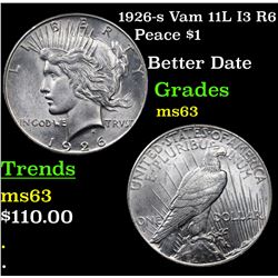 1926-s Vam 11L I3 R6 Peace Dollar $1 Grades Select Unc