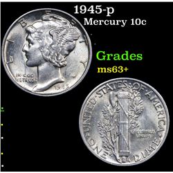 1945-p Mercury Dime 10c Grades Select+ Unc