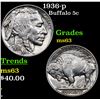 Image 1 : 1936-p Buffalo Nickel 5c Grades Select Unc