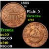 Image 1 : 1865 Two Cent Piece 2c Grades xf+