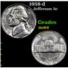 Image 1 : 1958-d Jefferson Nickel 5c Grades Choice Unc