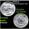 Image 1 : 1936-p Washington Quarter 25c Grades Unc Details