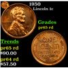 Image 1 : Proof 1950 Lincoln Cent 1c Grades Gem Proof Red