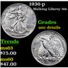 Image 1 : 1936-p Walking Liberty Half Dollar 50c Grades Unc Details