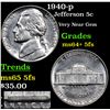 Image 1 : 1940-p Jefferson Nickel 5c Grades Choice Unc+ 5fs
