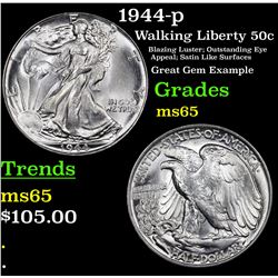 1944-p Walking Liberty Half Dollar 50c Grades GEM Unc