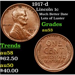 1917-d Lincoln Cent 1c Grades Select AU