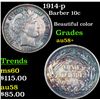 Image 1 : 1914-p Barber Dime 10c Grades Choice AU/BU Slider+