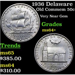 1936 Delaware Old Commem Half Dollar 50c Grades Choice+ Unc