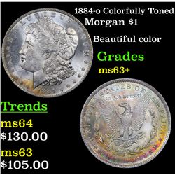 1884-o Colorfully Toned Morgan Dollar $1 Grades Select+ Unc