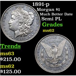 1891-p Morgan Dollar $1 Grades Select Unc