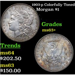 1903-p Colorfully Toned Morgan Dollar $1 Grades Select+ Unc